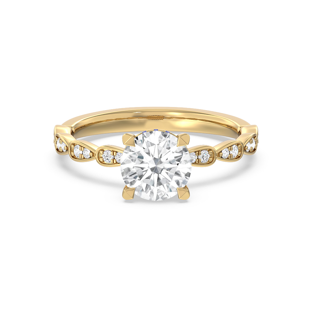 Gold round diamond engagement on sale ring