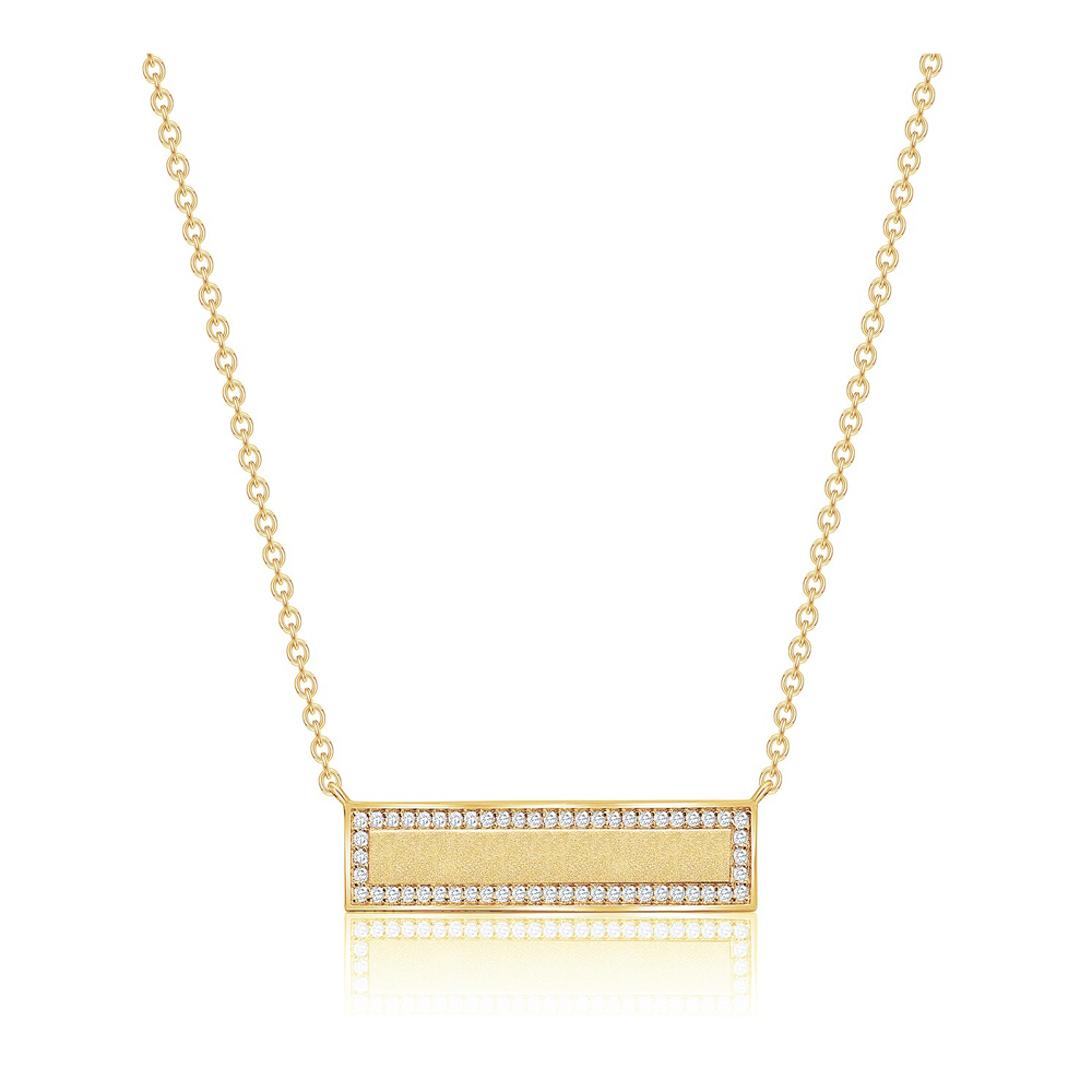 Gold bar pendant deals with diamonds