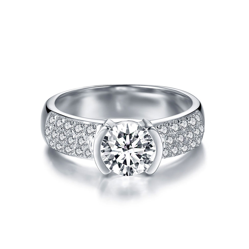 Wide band bezel 2025 set engagement ring