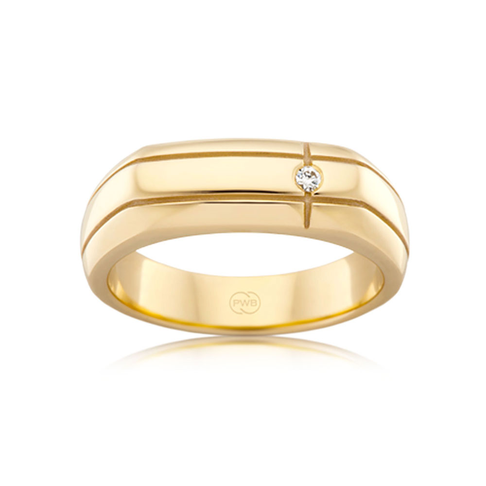 Gold diamond signet on sale ring