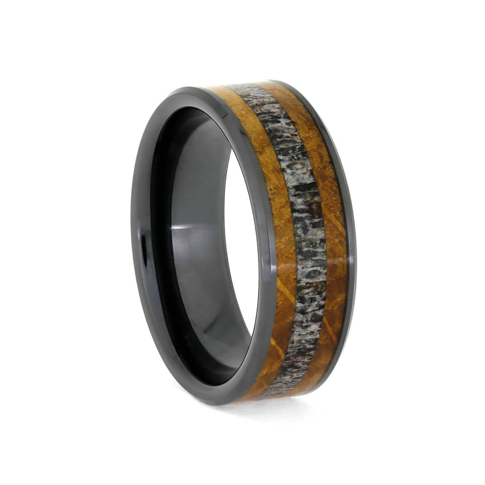 Mens deer antler sale wedding band