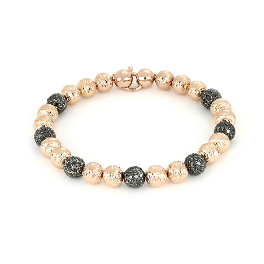 rose gold and black bead bracelet