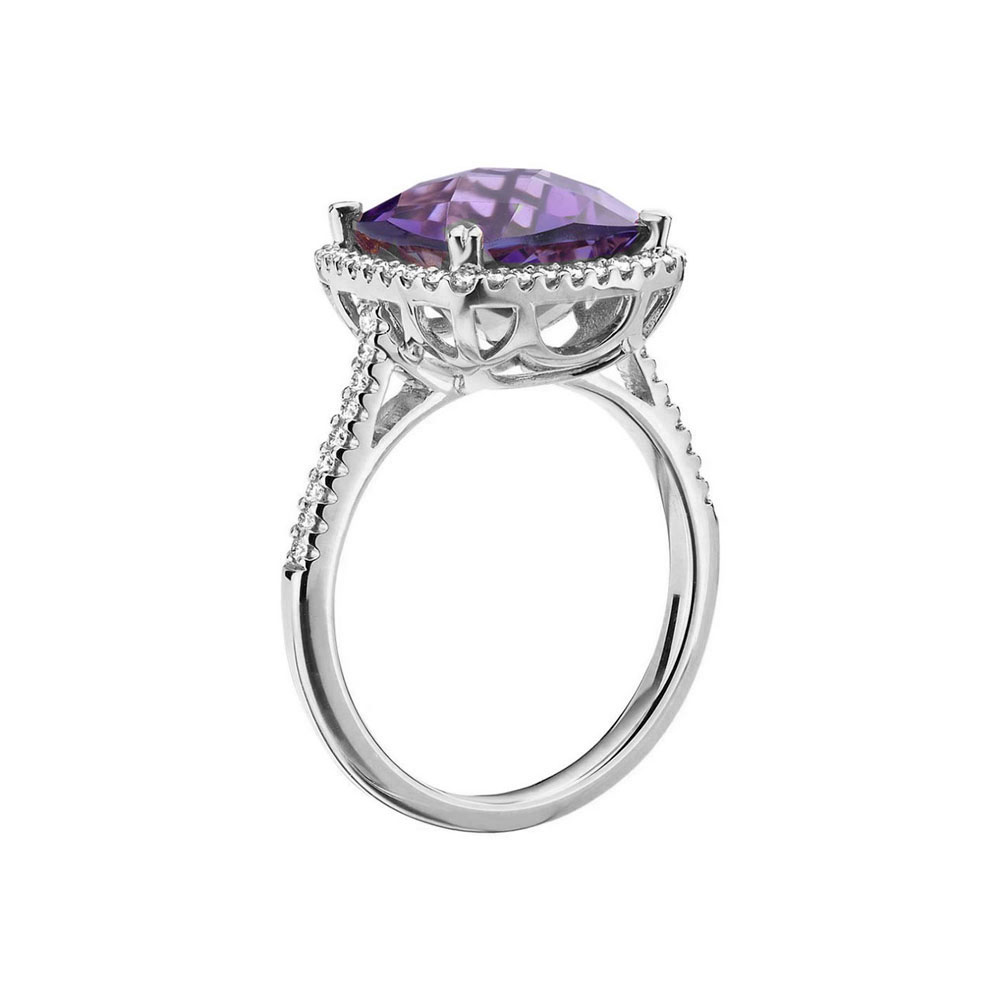 White gold diamond on sale and amethyst engagement rings